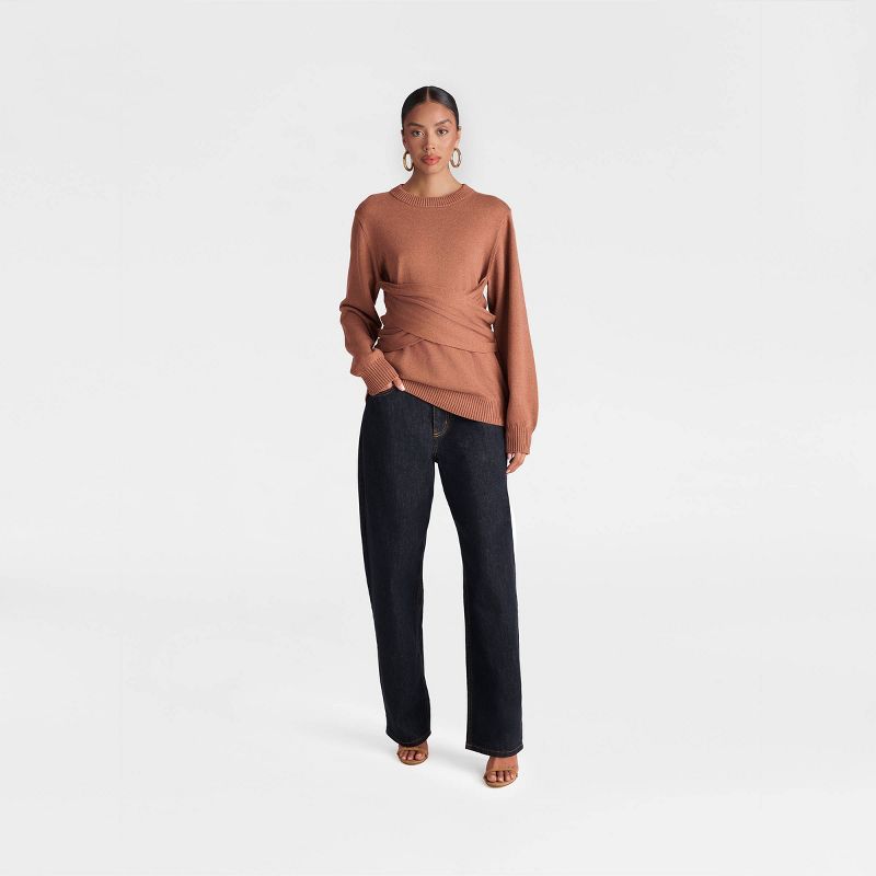 KBB by KAHLANA Women's 'The Crossover Sweater' - Brown Sugar L