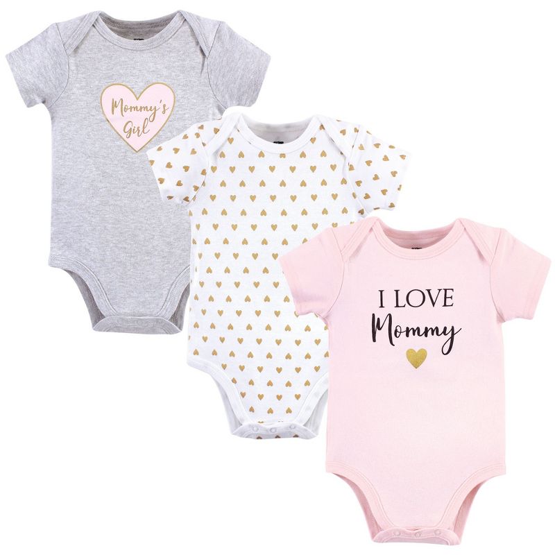 Hudson Baby Infant Girl Cotton Bodysuits 3pk, Girl Mommy, 0-3 Months