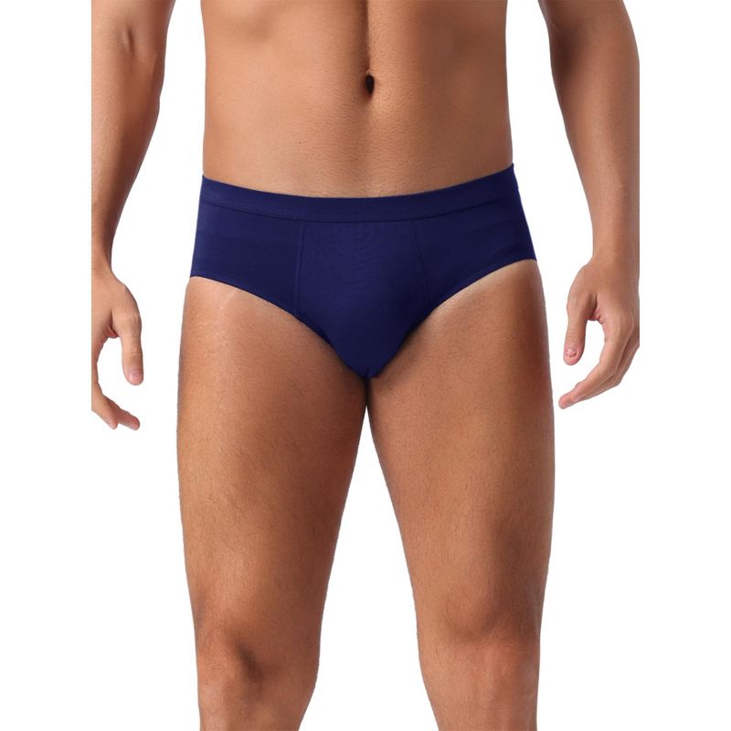 INSPIRE CHIC Men's Underwear Solid Color Elastic Waist Soft Comfortable Briefs Navy Blue 34
