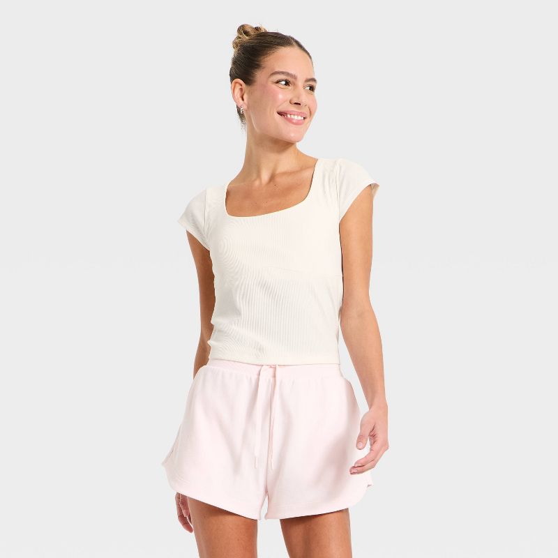 Women's Modal Ribbed Cap Sleeve Support Tank Top - All In Motion™ Cream M