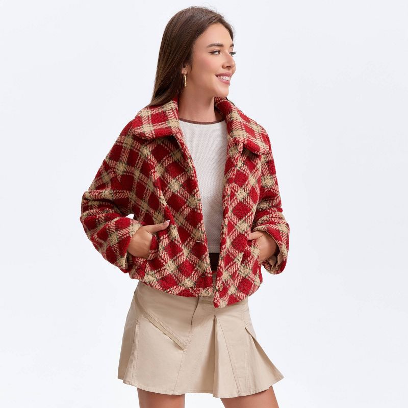Women's Fleece Coat - Wild Fable™ Red Diamond Print L