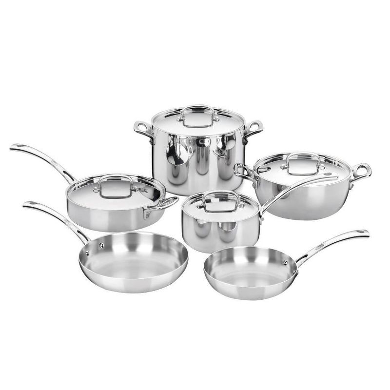 Cuisinart French Classic 10pc Stainless Steel Tri-Ply Cookware Set - FCT-10: Kitchen, Even-Heating, Stay-Cool Handles