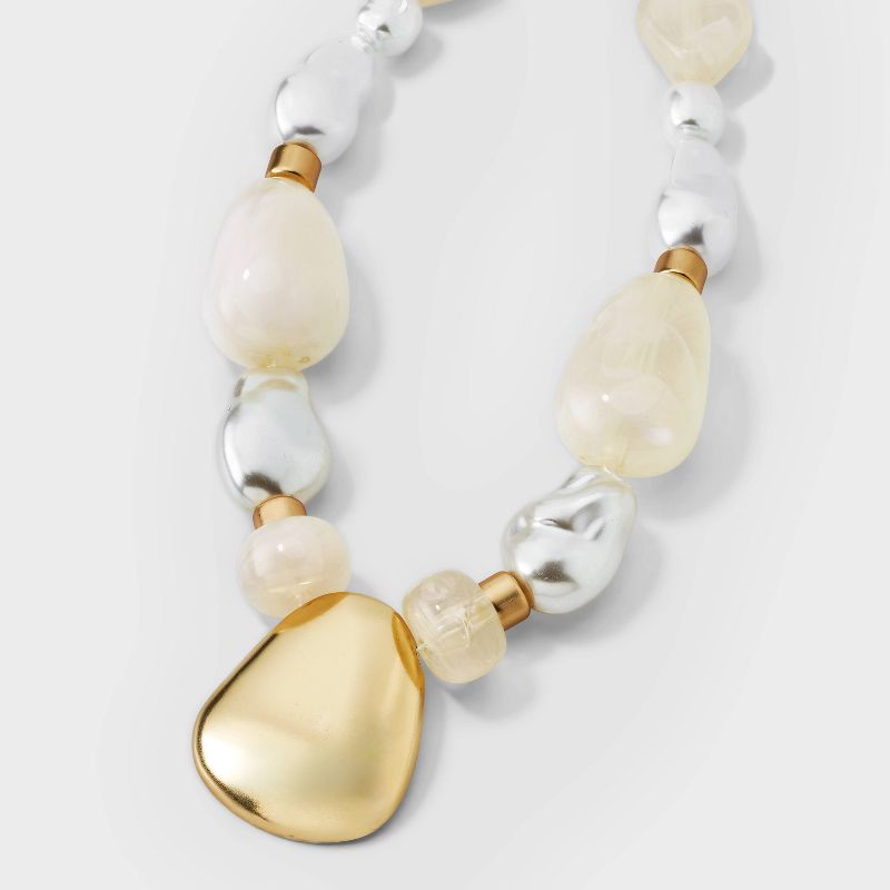 Beaded Pendant Necklace - A New Day™ Gold